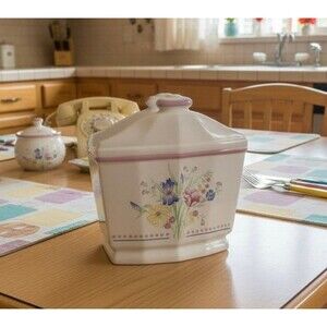 Sarma Studios Victorian Flowers Napkin Holder Japan Ceramic Vintage Cottagecore